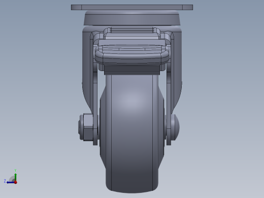 标准脚轮-WH-36225H-76 2.5in SWIVEL BRAKE PLATE MOUNTING H=89( 55.5x44.2mm pitch)右视缩略图