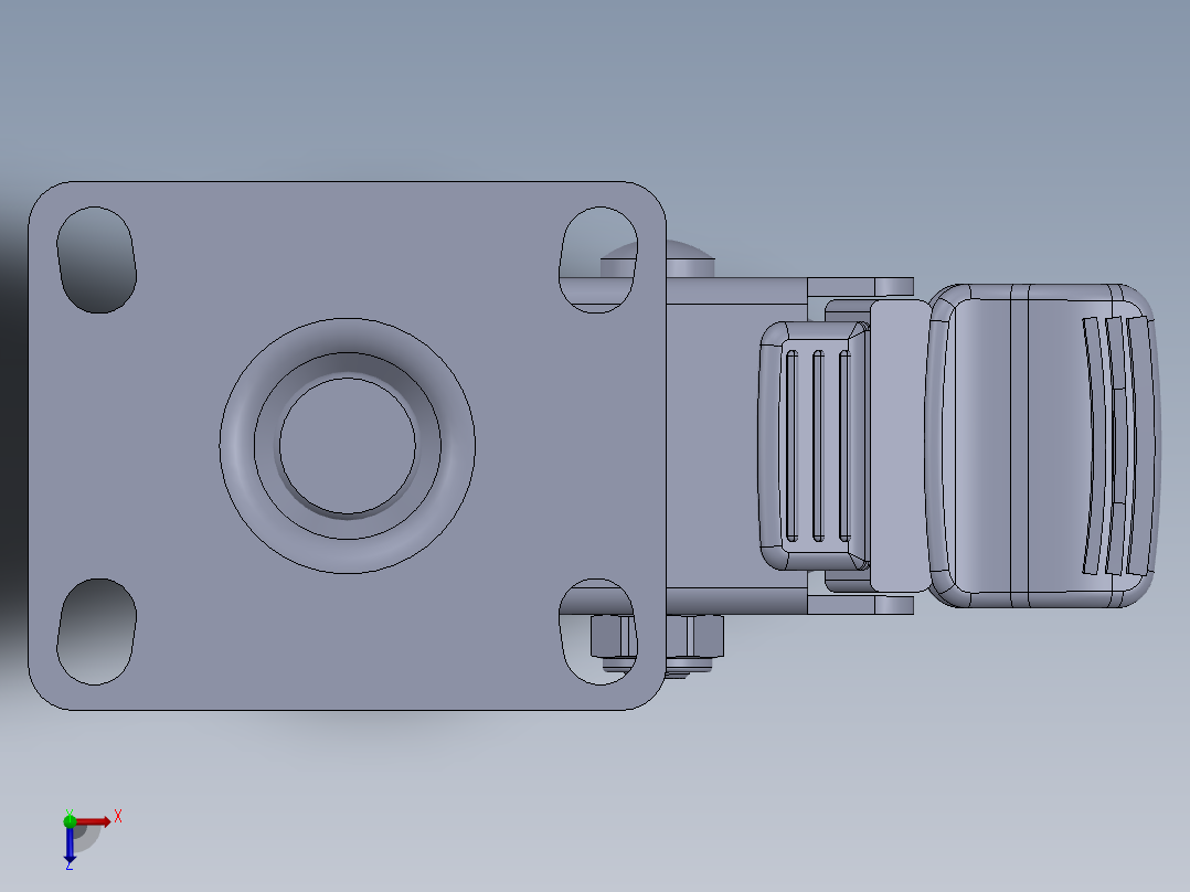 标准脚轮-WH-36225H-76 2.5in SWIVEL BRAKE PLATE MOUNTING H=89( 55.5x44.2mm pitch)俯视图