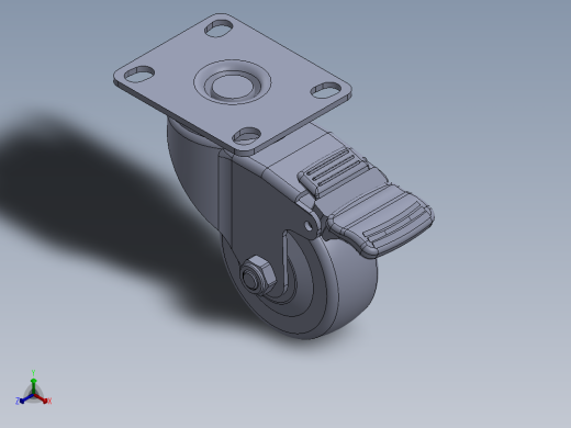 标准脚轮-WH-36225H-76 2.5in SWIVEL BRAKE PLATE MOUNTING H=89( 55.5x44.2mm pitch)正等轴测缩略图