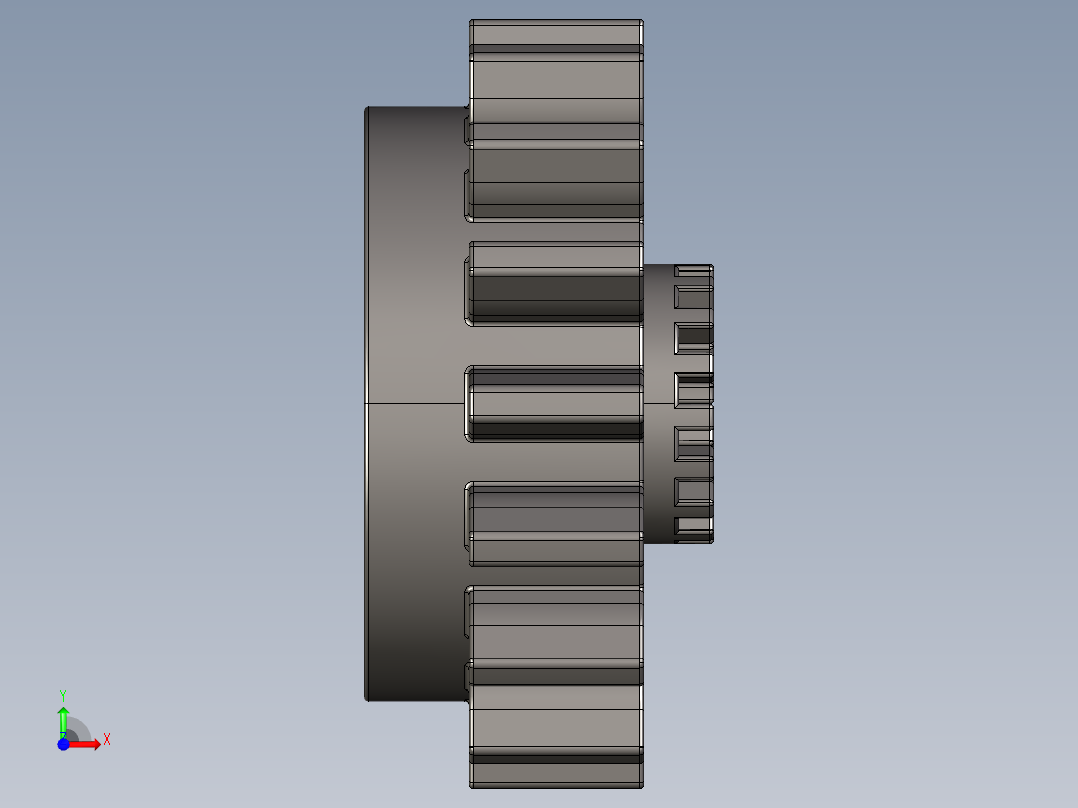 6542 Dark Stone Technic Gear 16 Tooth with Clutch.STEP前视图