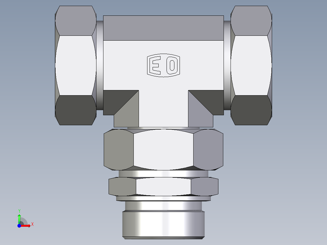 卡套式工业通用硬管接头EO_Assembled_adjustable_standpipe_branch_tee_EVT42LR71前视图
