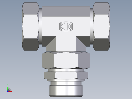 卡套式工业通用硬管接头EO_Assembled_adjustable_standpipe_branch_tee_EVT42LR71前视缩略图