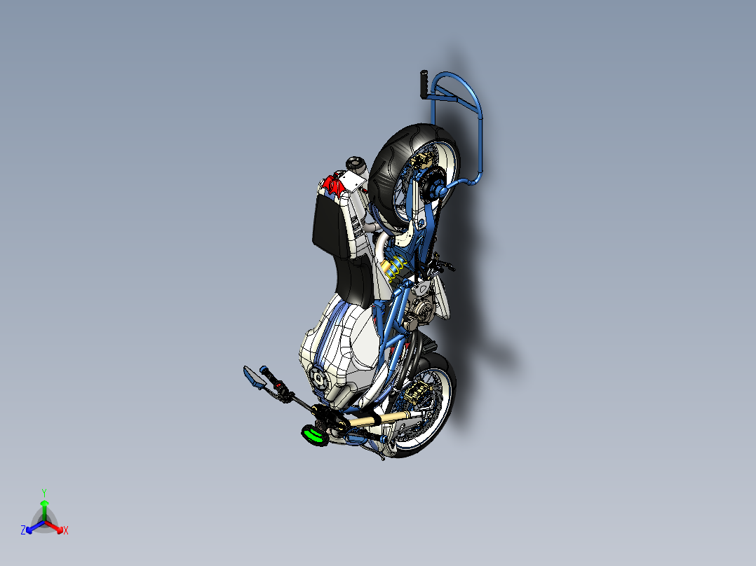 摩托车ducati-rs-project-SolidWorks-stp-igs格式主视图