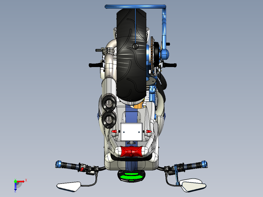 摩托车ducati-rs-project-SolidWorks-stp-igs格式俯视图
