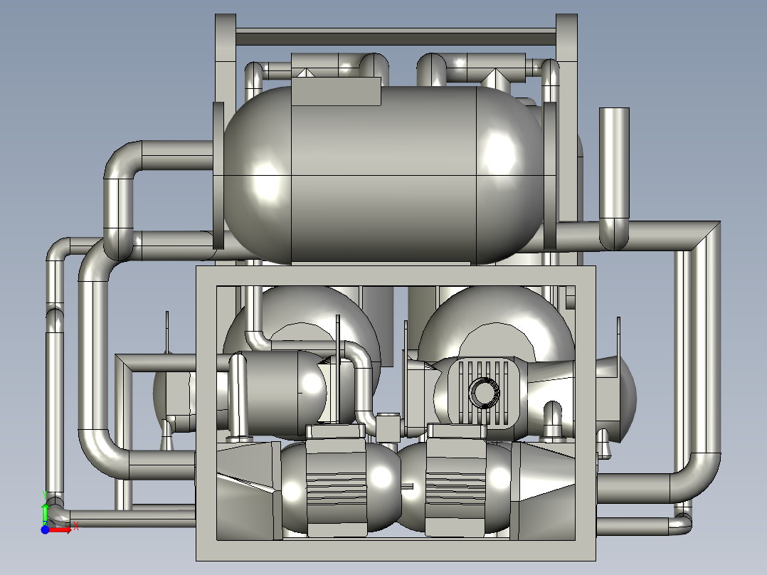 液压系统管道设备前视图