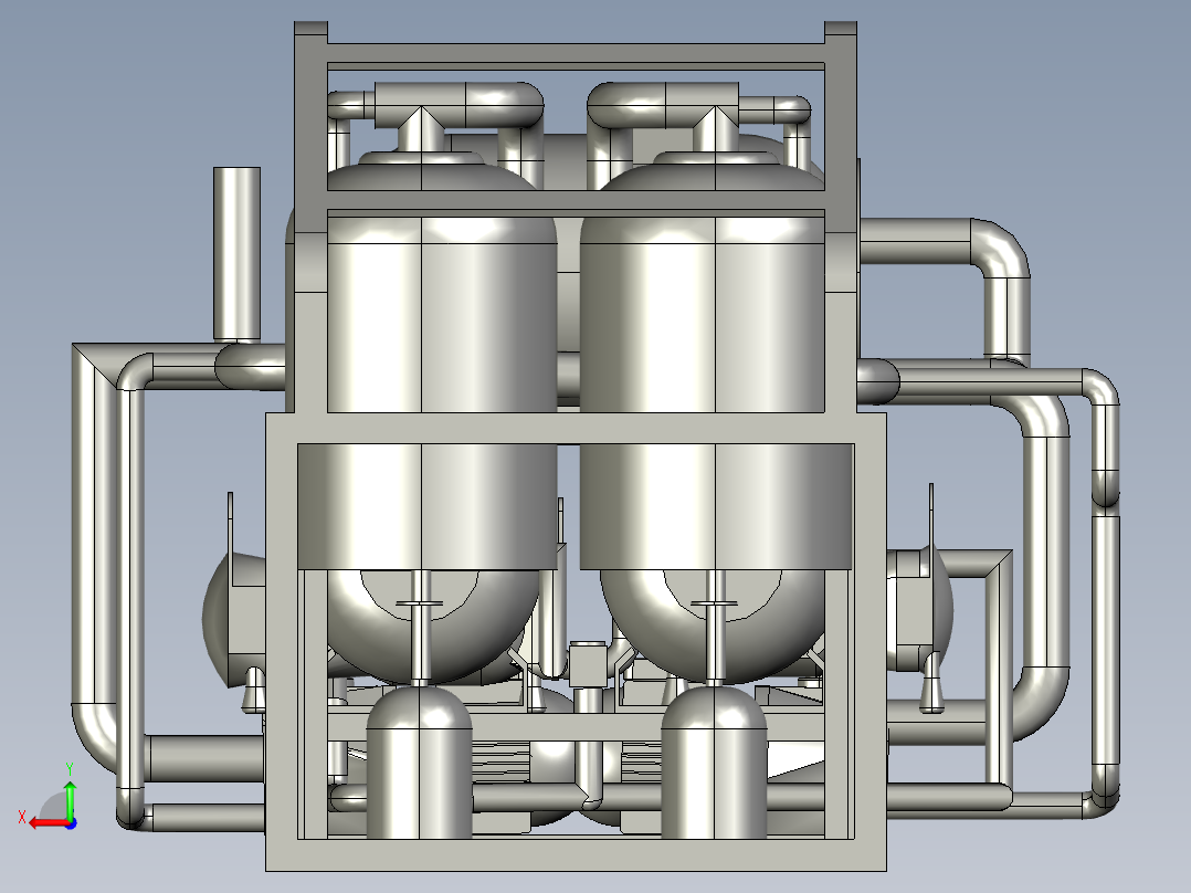 液压系统管道设备后视图