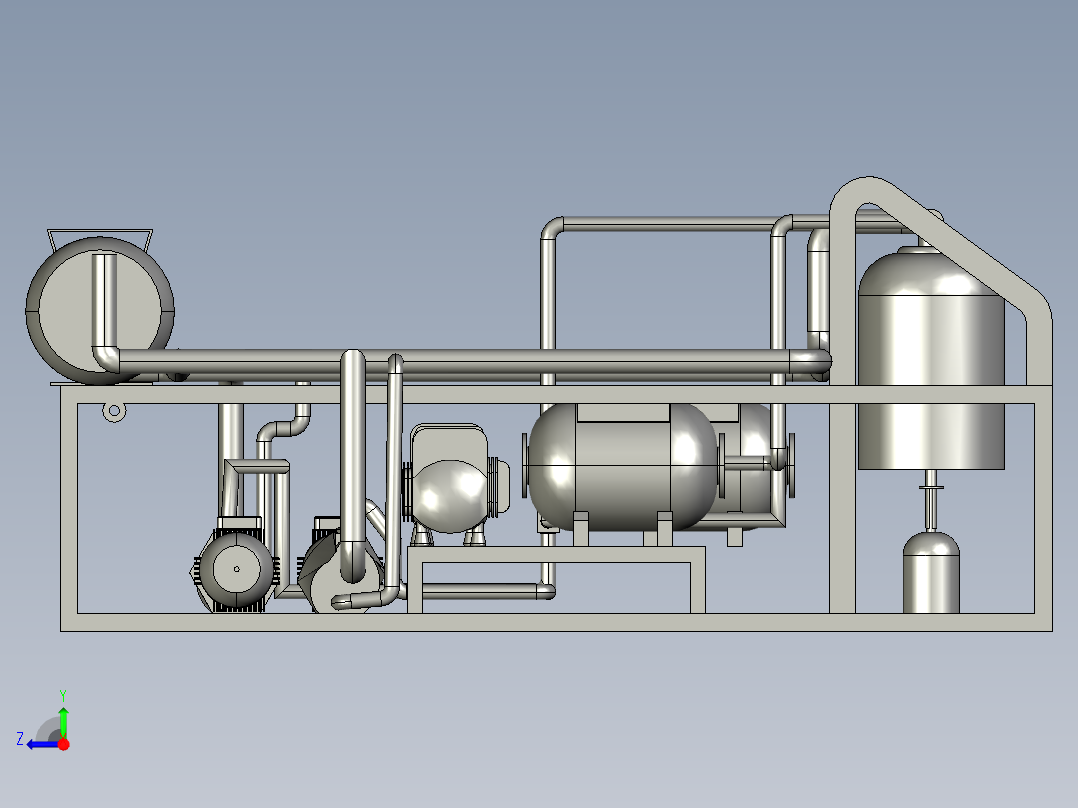 液压系统管道设备右视图
