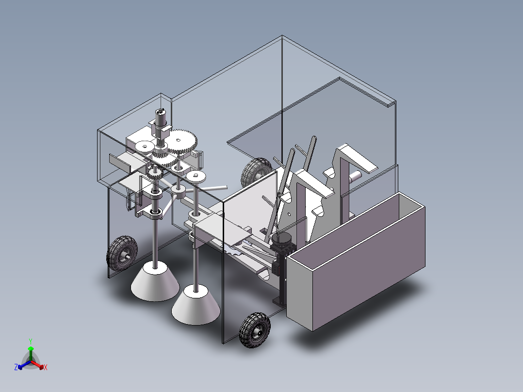 莴笋收割机正等轴测图