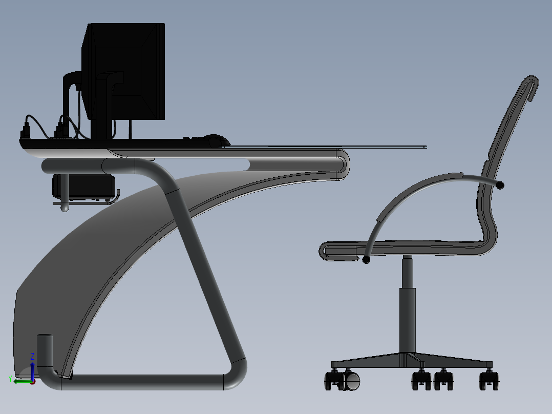 电脑桌(54)左视图