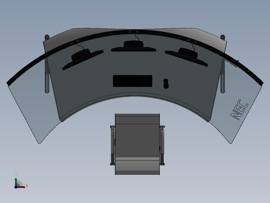 电脑桌(54)俯视图