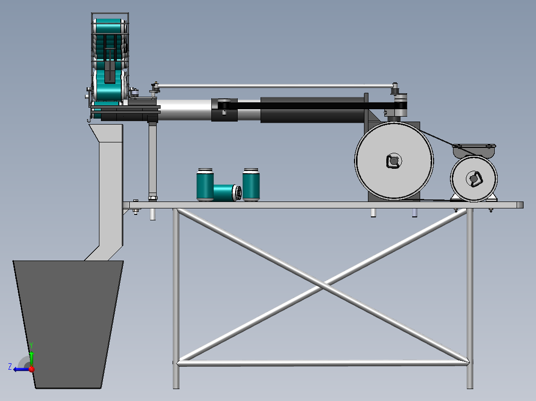 破碎机、易拉罐粉碎机右视图
