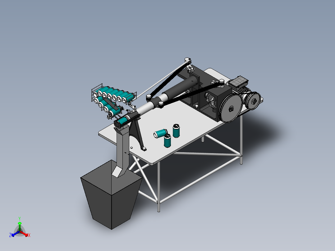 破碎机、易拉罐粉碎机正等轴测图
