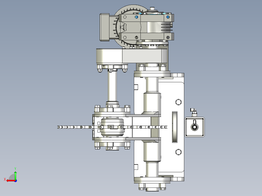 链条驱动夹紧轮后视图
