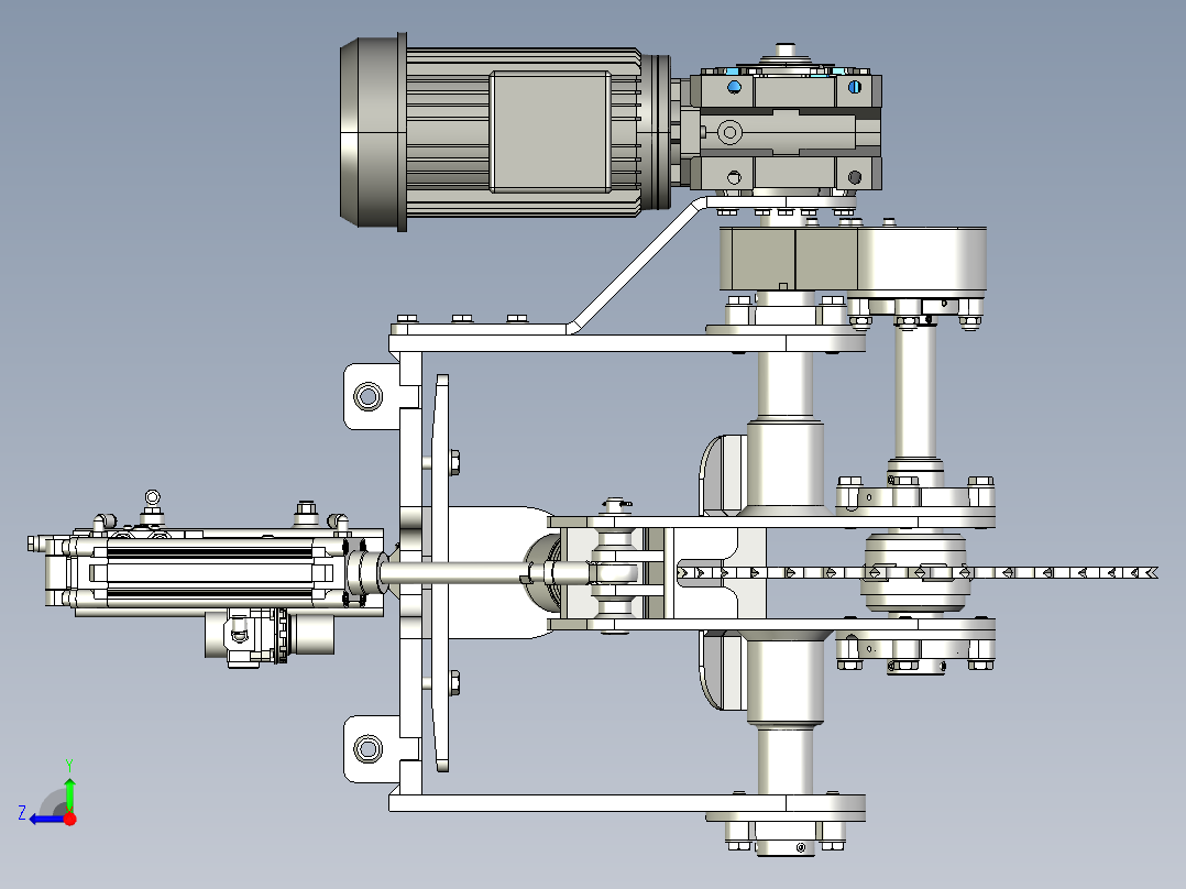 链条驱动夹紧轮右视图