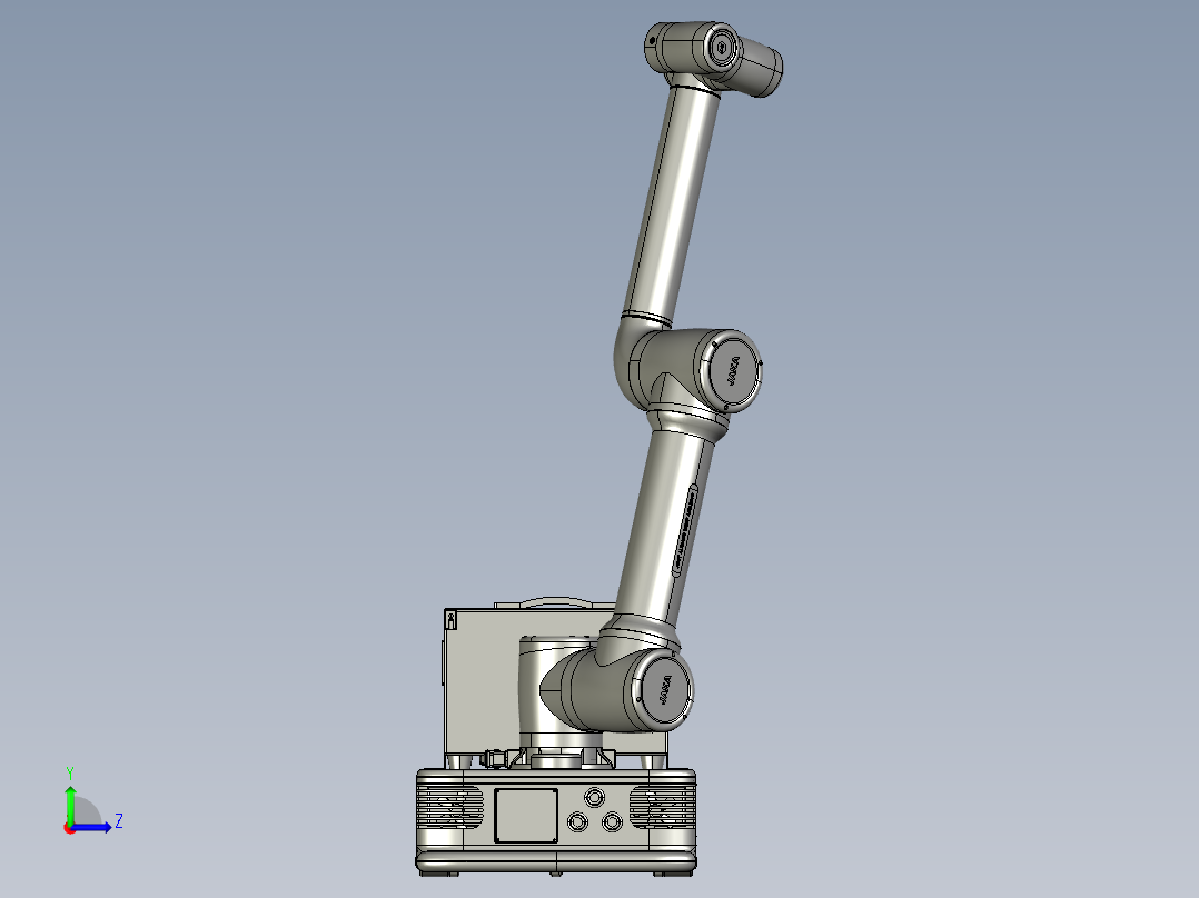 搭载机械手的四轮驱动AGV左视图