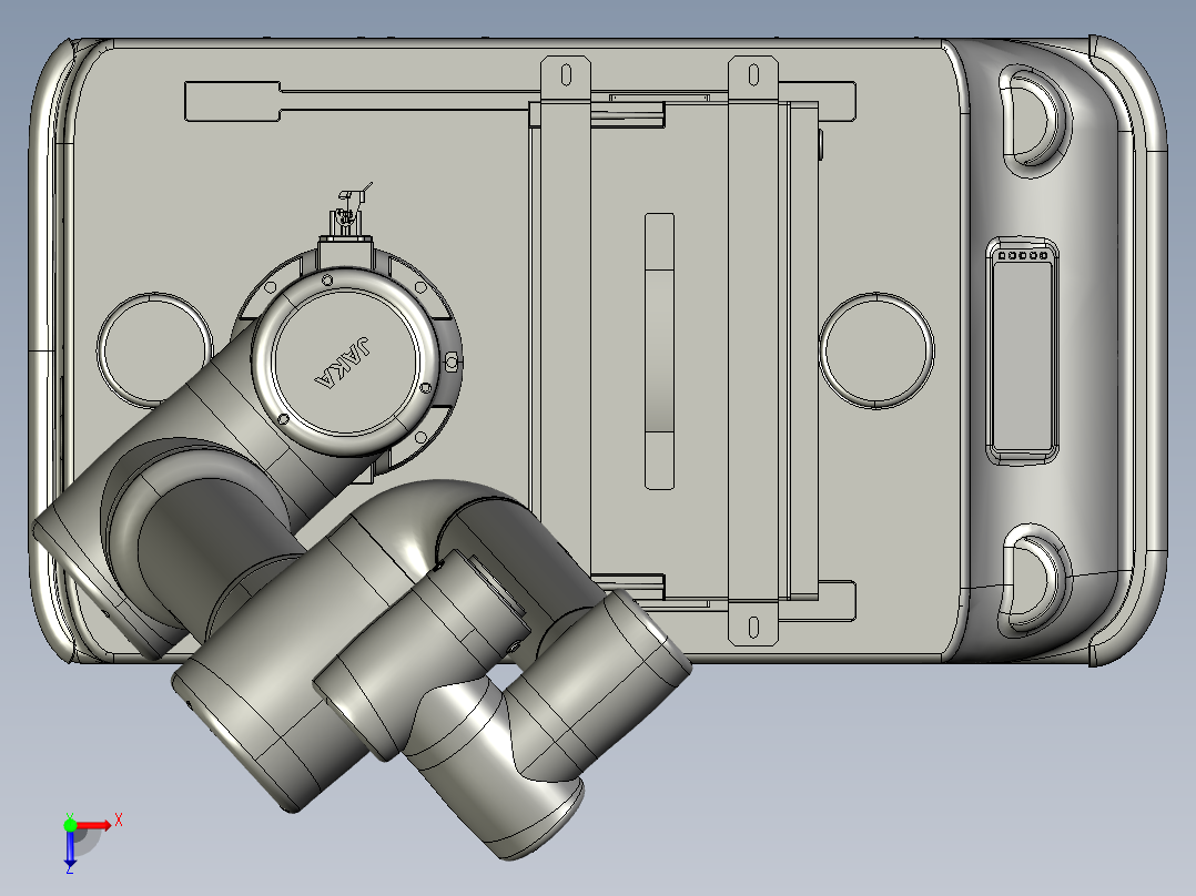 搭载机械手的四轮驱动AGV俯视图