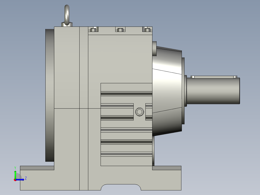 R97底脚轴伸式安装斜齿轮减速机R97-Y75-4P-1824-M1-0_R97左视图