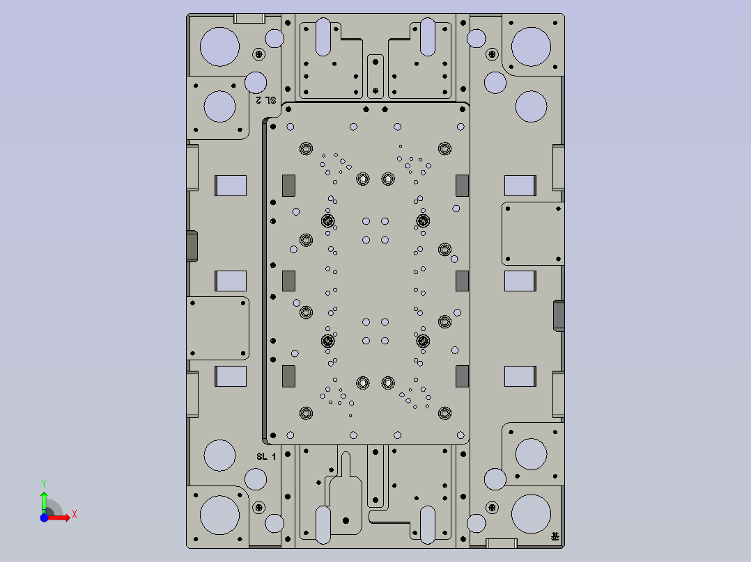 重量超过2吨的大型三板模具（模具尺寸850x600x600）前视图