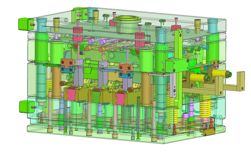 重量超过2吨的大型三板模具（模具尺寸850x600x600）