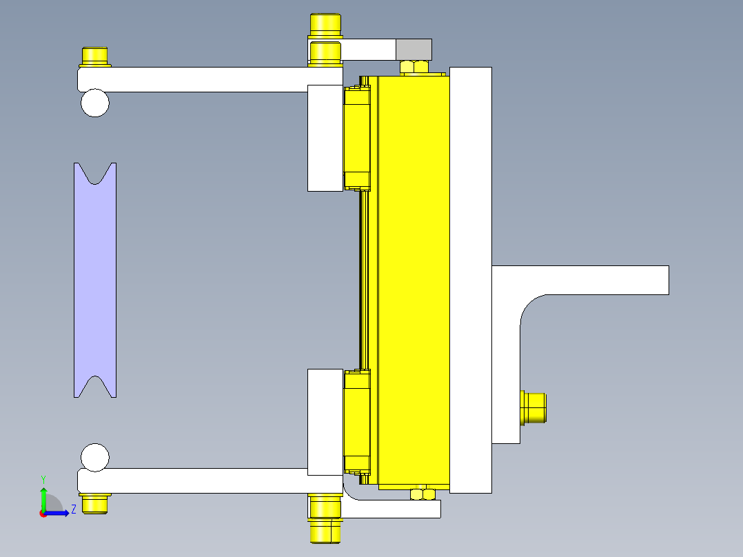 带沟槽工件的搬运手臂左视图