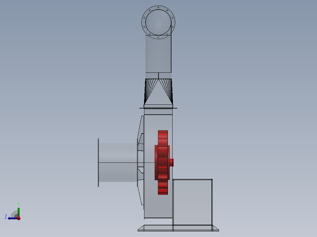 离心风扇鼓风机右视图