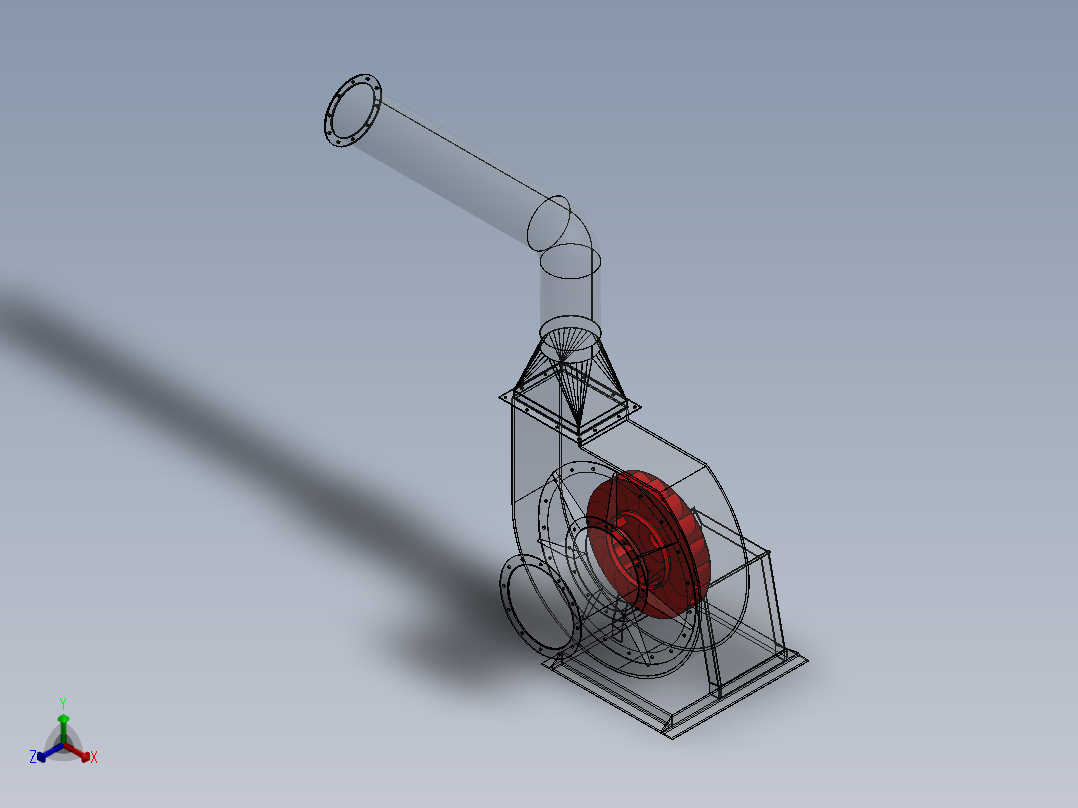 离心风扇鼓风机正等轴测图