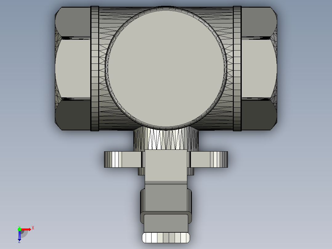 三通球阀Inventor 2010俯视图