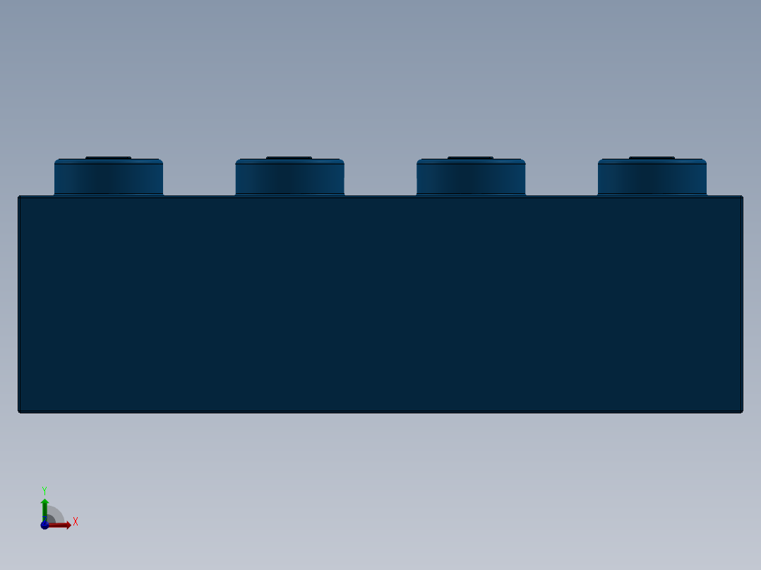 乐高套装 4421基本积木-300123 Bright Blue Brick 2 x 4.SLDPRT前视图