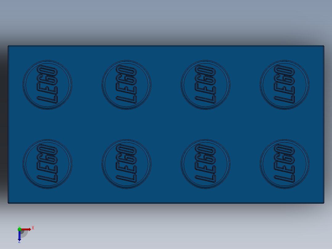 乐高套装 4421基本积木-300123 Bright Blue Brick 2 x 4.SLDPRT俯视图