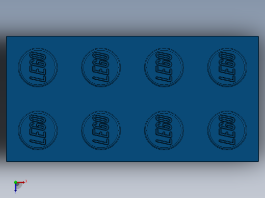 乐高套装 4421基本积木-300123 Bright Blue Brick 2 x 4.SLDPRT俯视缩略图