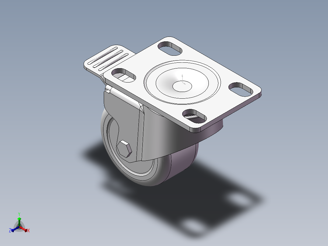地脚轮34-52-M6（轻载）正等轴测图
