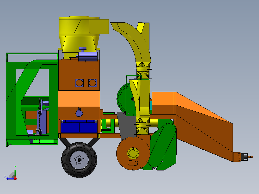 秸秆打包机三维SW模型=1543141右视图
