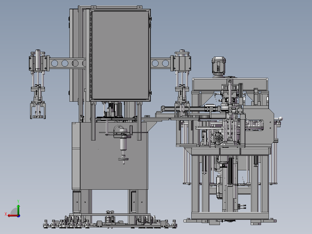 多工位双转台生产组装线模型后视图