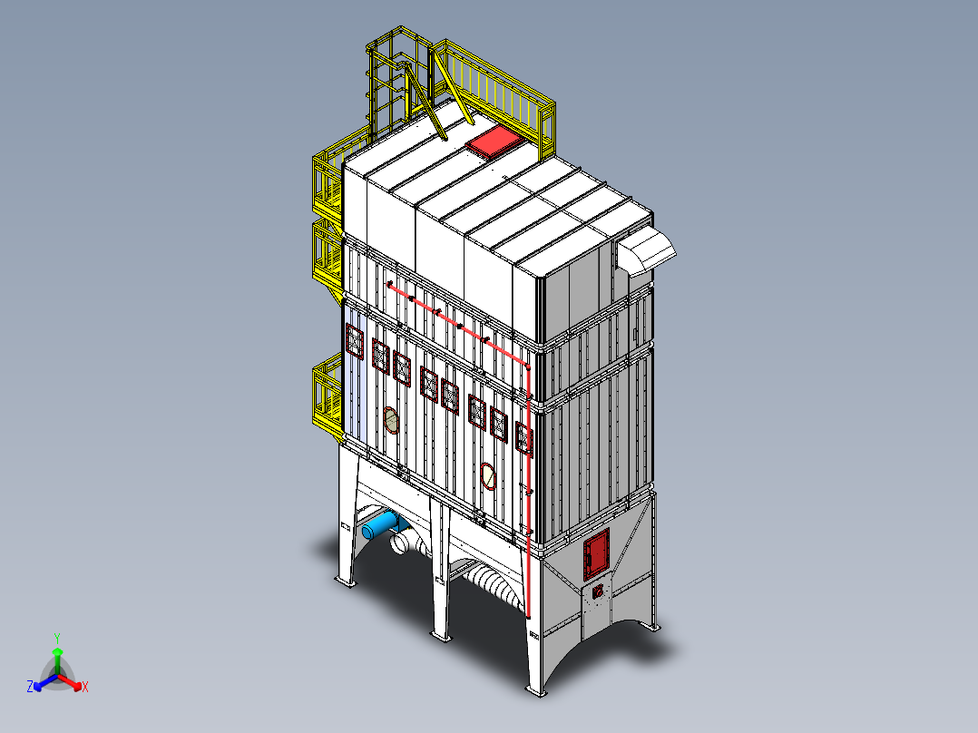 多机组木工除尘器sw20可编辑正等轴测图