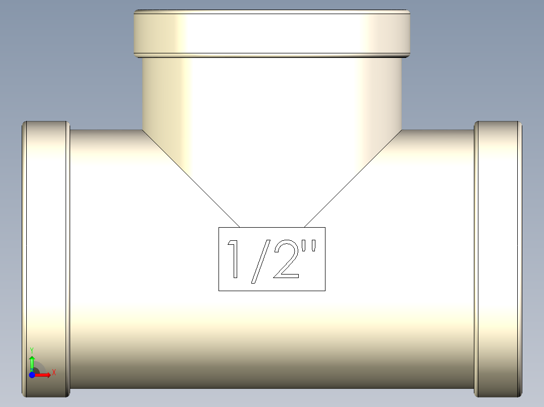 B3004452-1_2_ BSP螺纹管连接三通母螺纹配件。前视图
