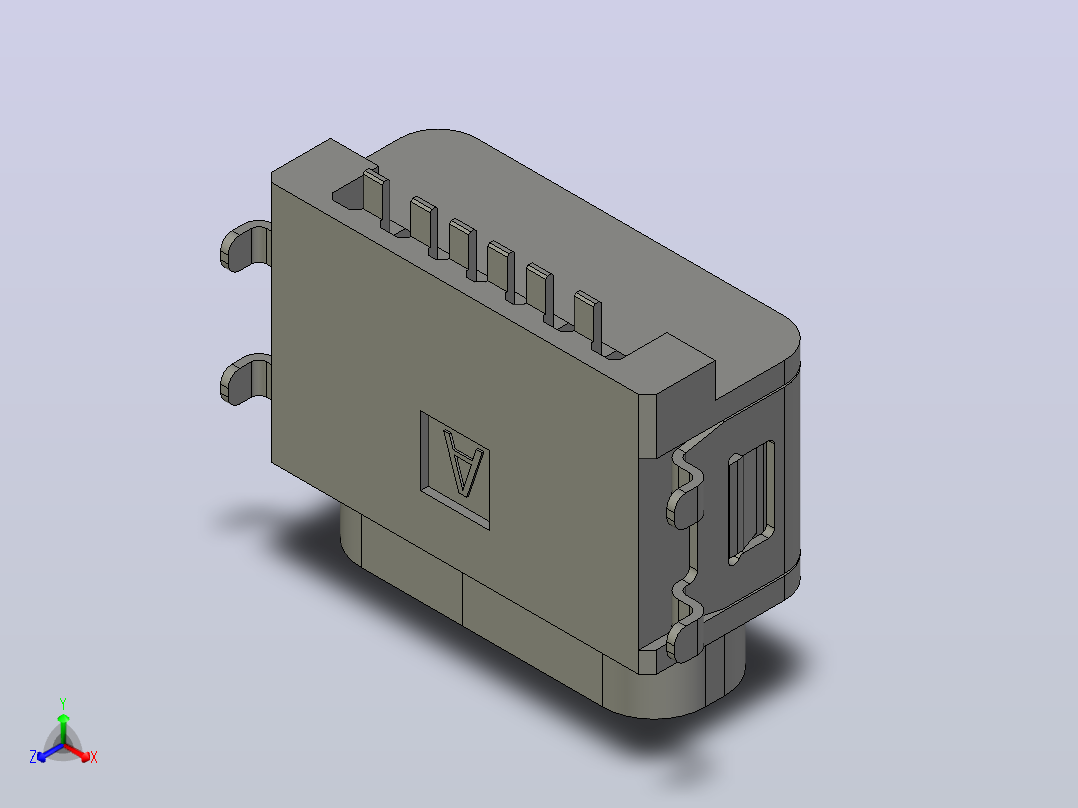 USB Type-C 6针 防水类型 IP67 级正等轴测图