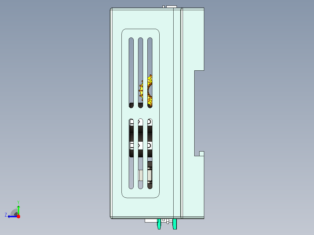 DIN 导轨盒 115x90x40MM右视图