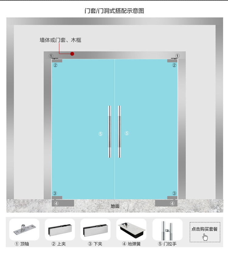 自动感应门无框玻璃门地弹簧