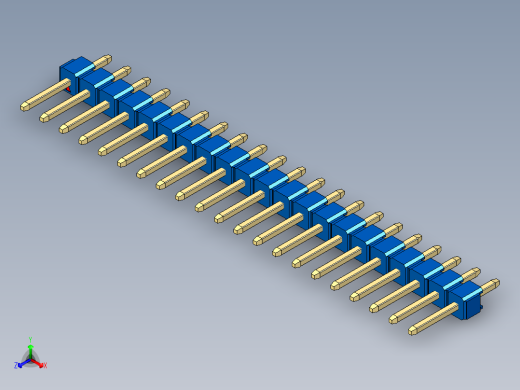 彩色公头100mil（2.54mm）系列-DS1021_blue_1x21p_100mil_Type1_rev1.0正等轴测缩略图
