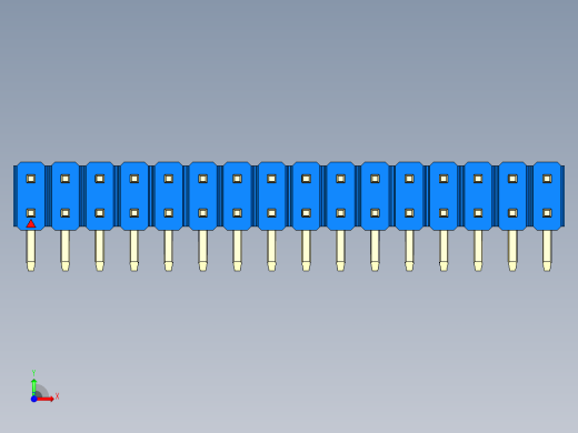 彩色公排针 100mil 2.54mm 系列-DS1022_blue_2x16p_100mil_TypeD_rev1.0前视缩略图