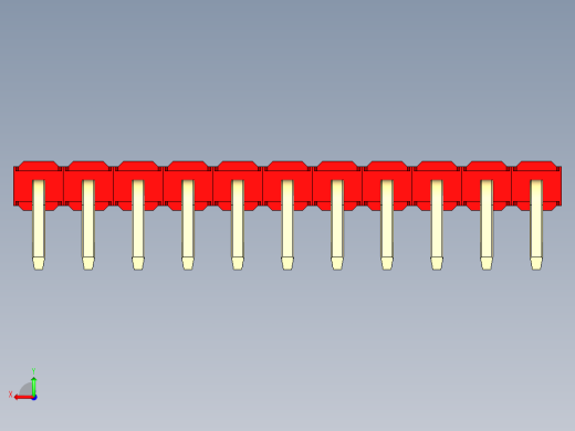 彩色公排针 100mil 2.54mm 系列-DS1022_red_1x11p_100mil_TypeD_rev1.0后视缩略图