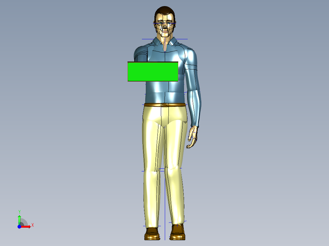 男式人TI站立模型前视图