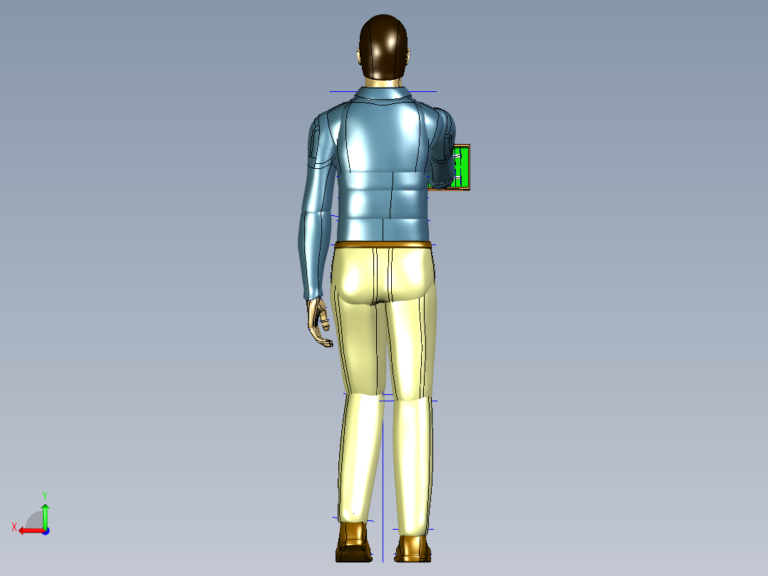 男式人TI站立模型后视图
