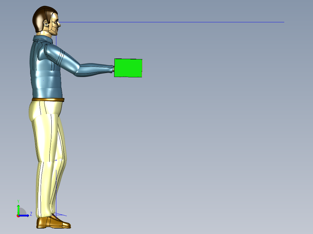男式人TI站立模型左视图