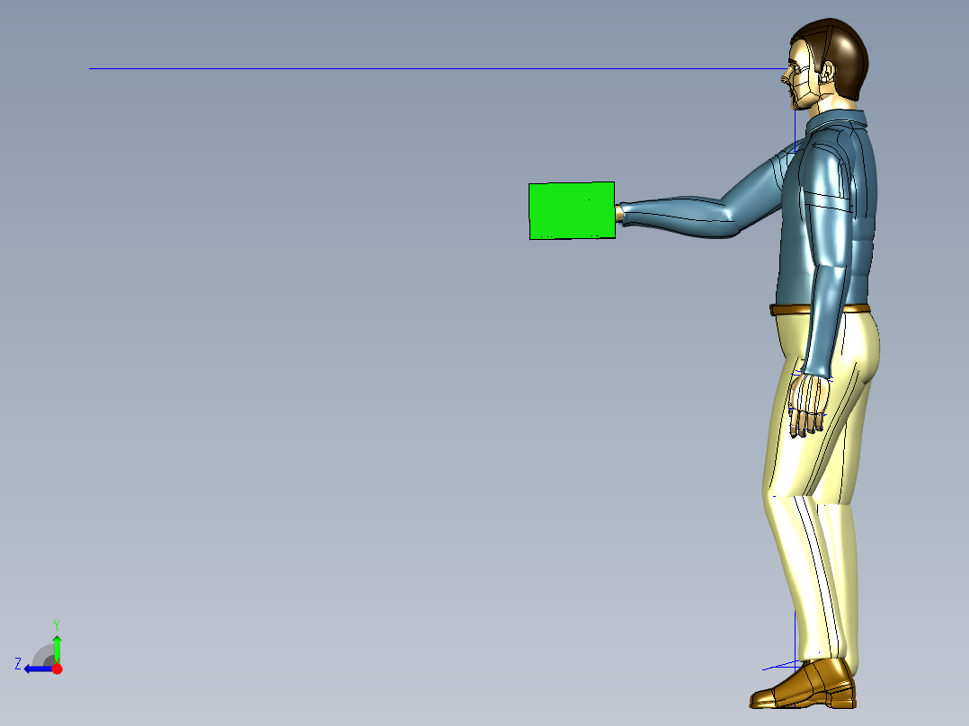 男式人TI站立模型右视图