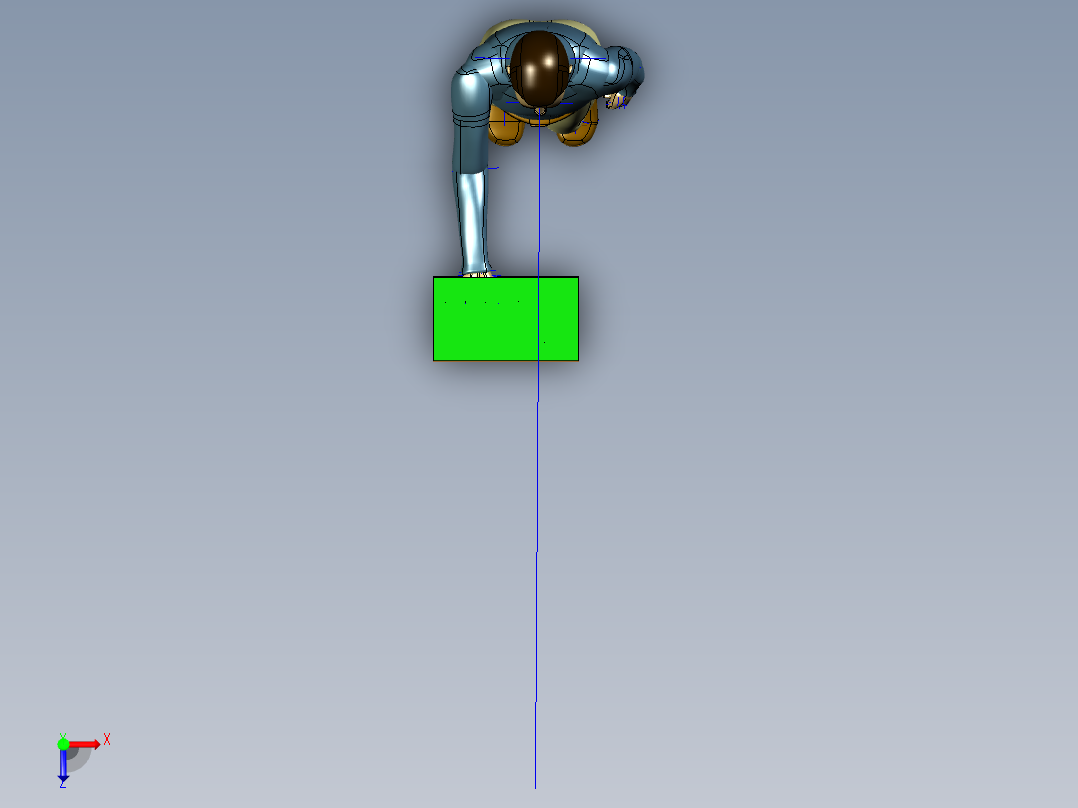 男式人TI站立模型俯视图