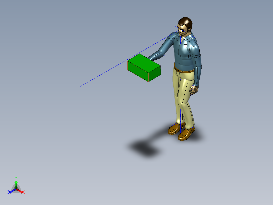 男式人TI站立模型正等轴测图