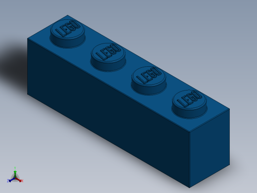 乐高套装 4421基本积木-301023 Bright Blue Brick 1 x 4.SLDPRT正等轴测缩略图