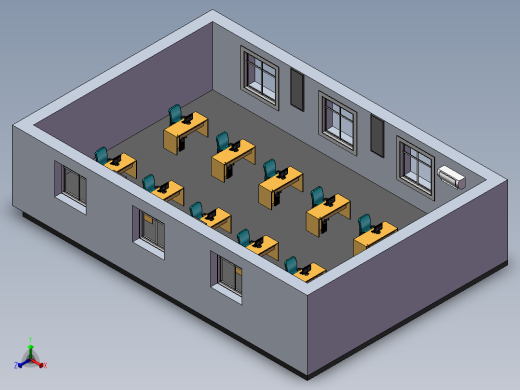 办公室模型设计正等轴测缩略图