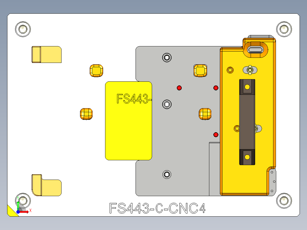 FS443-C笔记本CNC工装夹具三维模型-CNC4-190325前视图